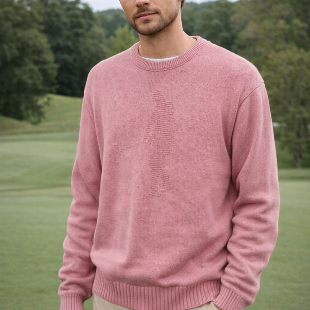 Elegant Pink Crewneck Sweater for Men